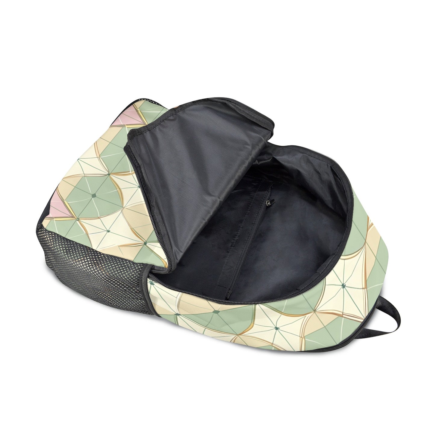 Zaino casual unisex con stampa integrale e tasche laterali in rete