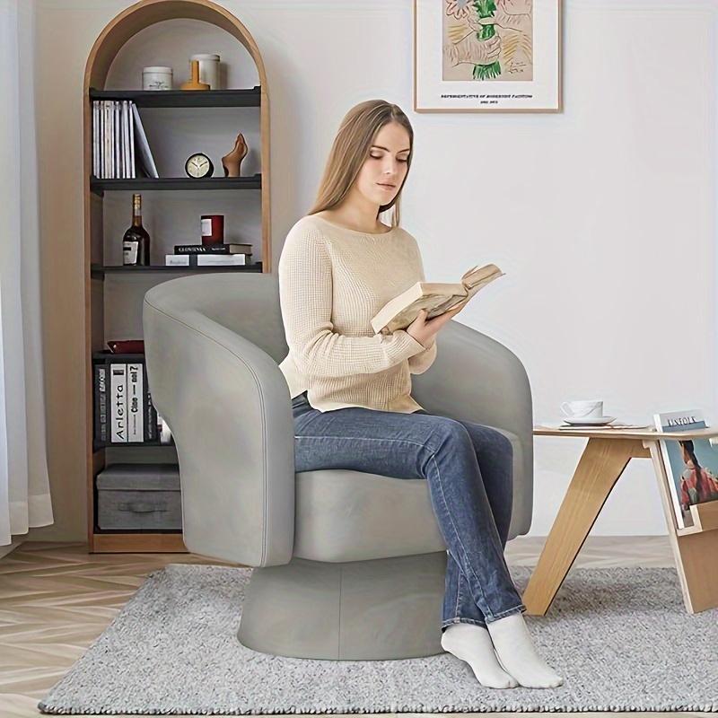 Moderna poltrona girevole in velluto a botte – Poltrona girevole a 360° con braccioli rotondi