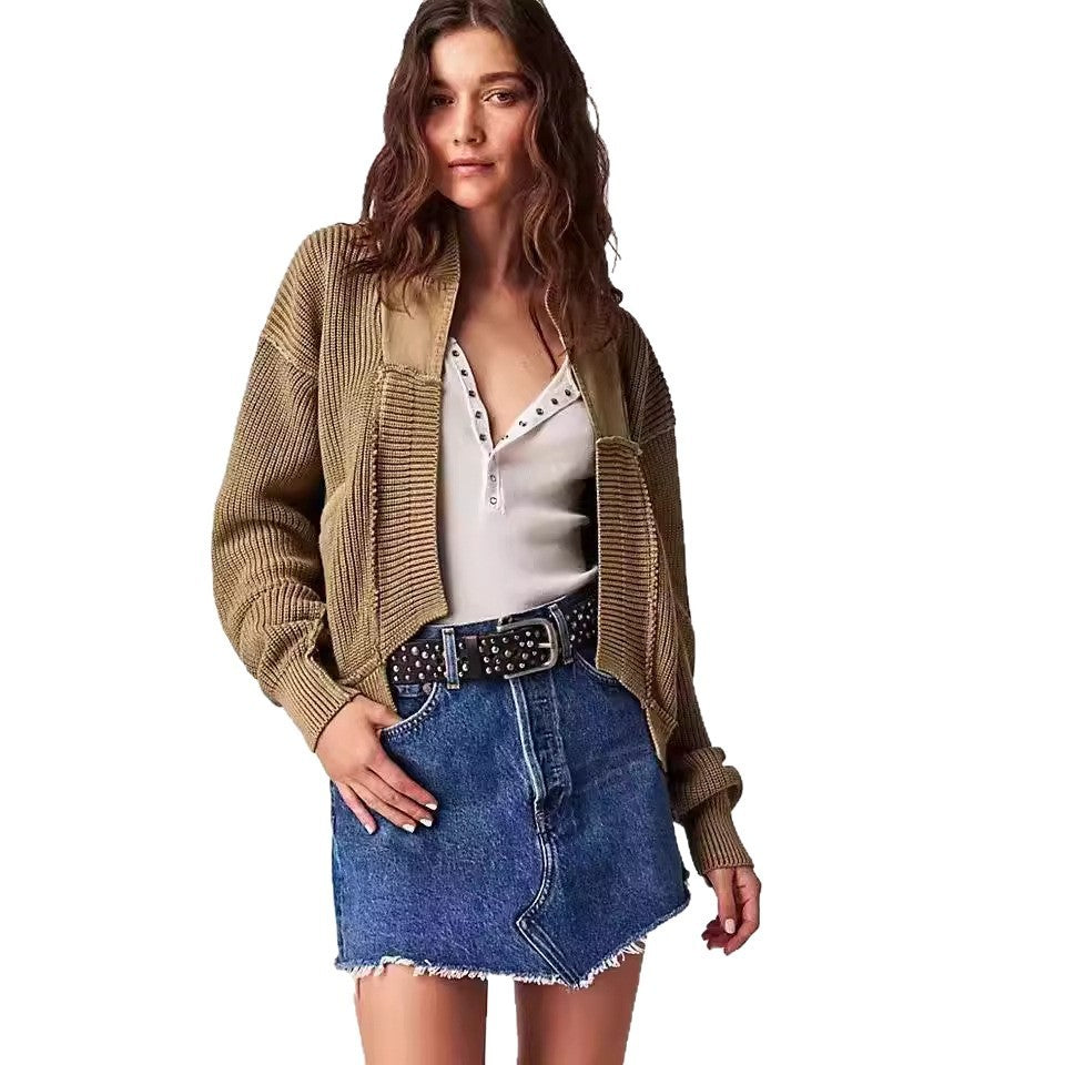 Cardigan corto asimmetrico in lana