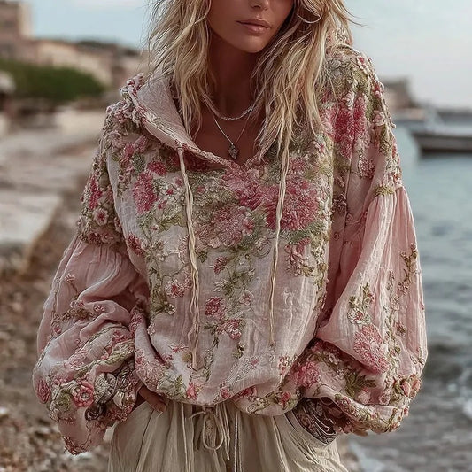 Felpa con cappuccio a maniche lunghe e ampio