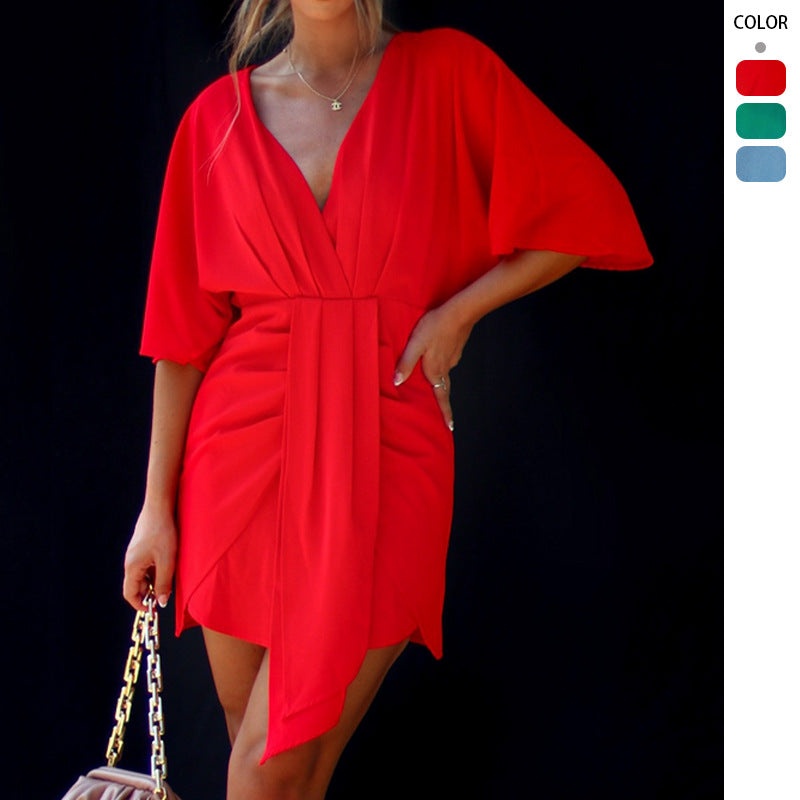 Abito elegante e irregolare a tinta unita da donna