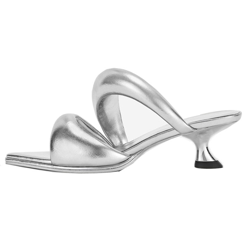 Sandali a punta in microfibra con fodera in pelle ovina