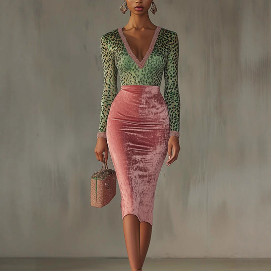 Gonna a sirena a vita alta in velluto lucido ed elasticizzato