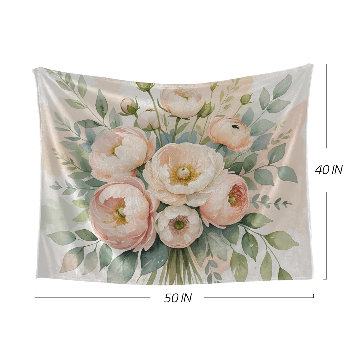 Coperta in micropile ultra morbida "Peonie in fiore"