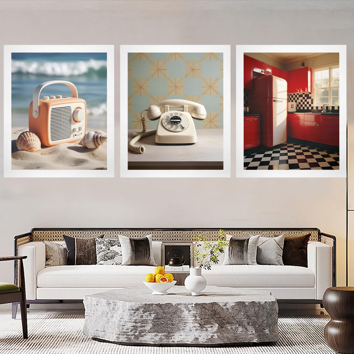 Trittico Artistico, spampa su tela "Vintage"