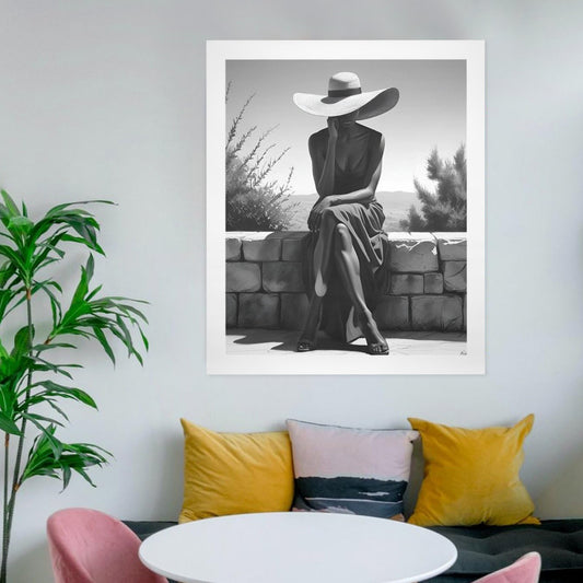 Set di quattro stampe identiche "Donna con Cappello"