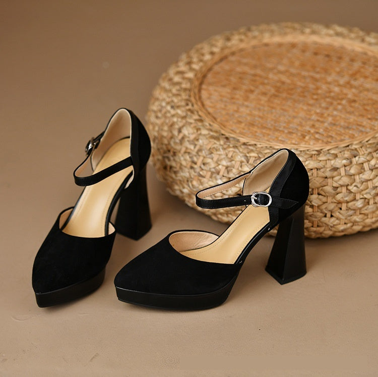 Sandali con fibbia e tacco a spillo, punta affilata, satinati