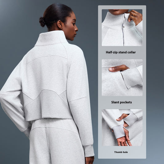 Maglione sportivo da donna con collo alto e giacca pullover