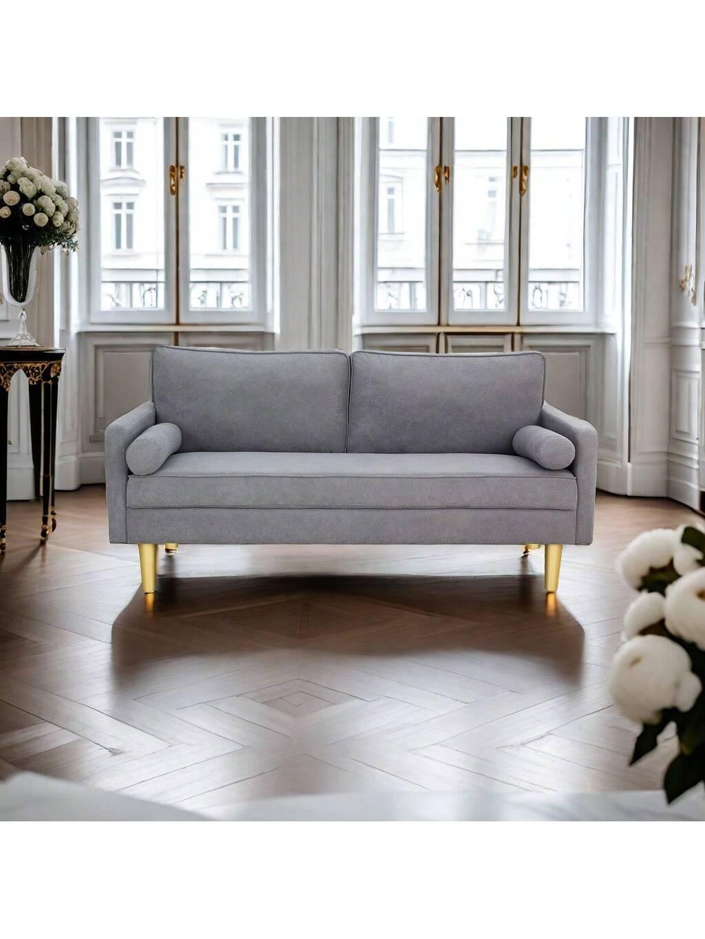 Divano in lino con 2 cuscini,  moderno ed elegante