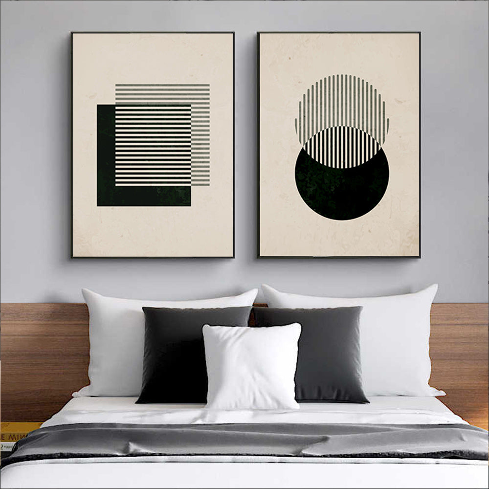 Poster vintage nero astratto, dipinto su tela