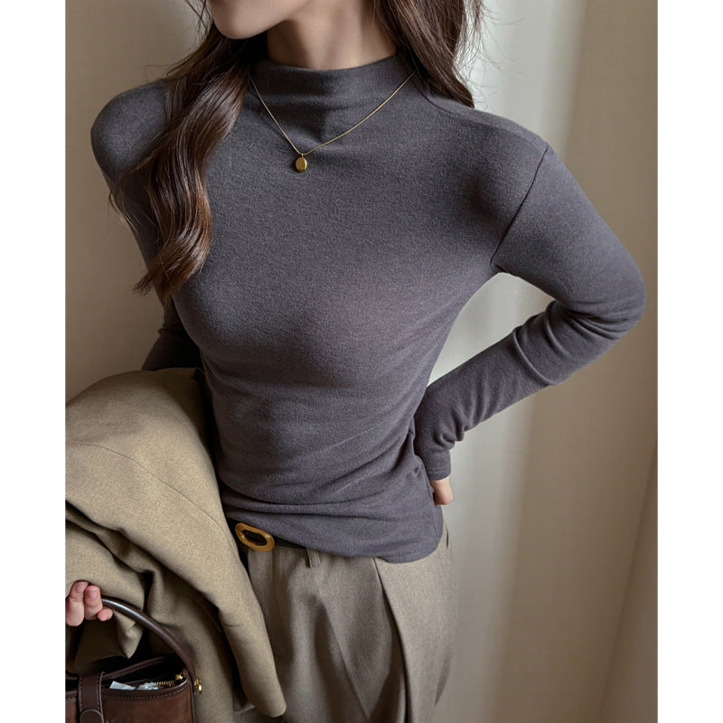 Maglietta a maniche lunghe con collo semi-alto