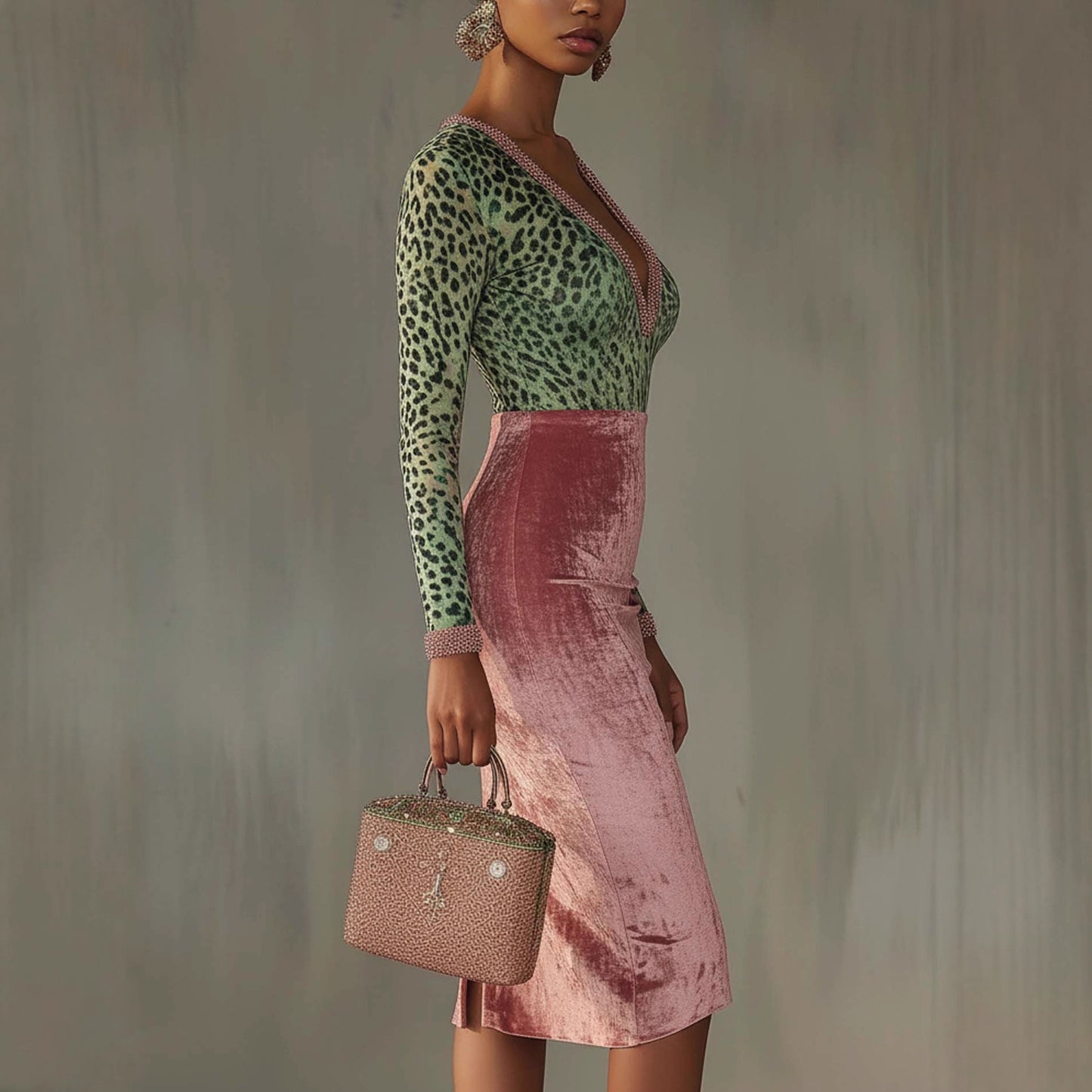 Gonna a sirena a vita alta in velluto lucido ed elasticizzato