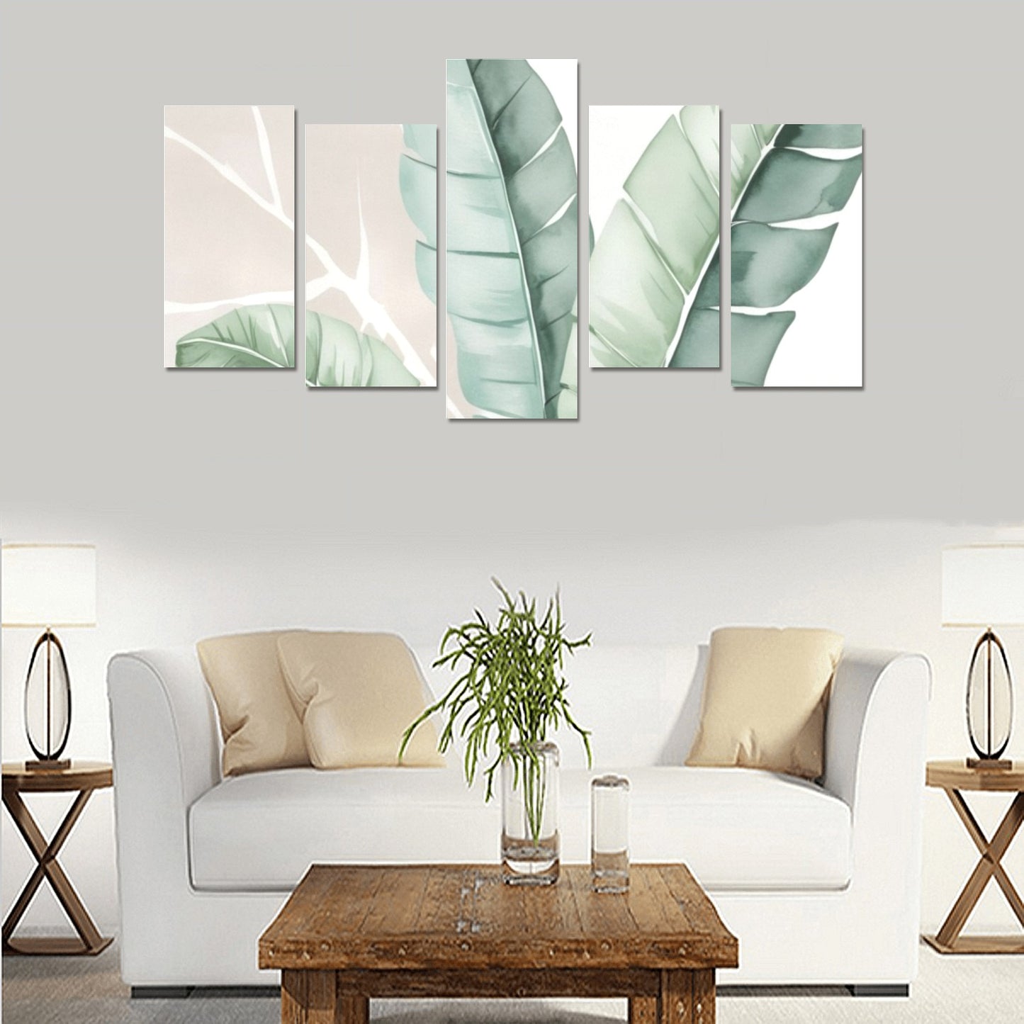 Set di 5 pezzi con dimensioni variabili, stampa su tela