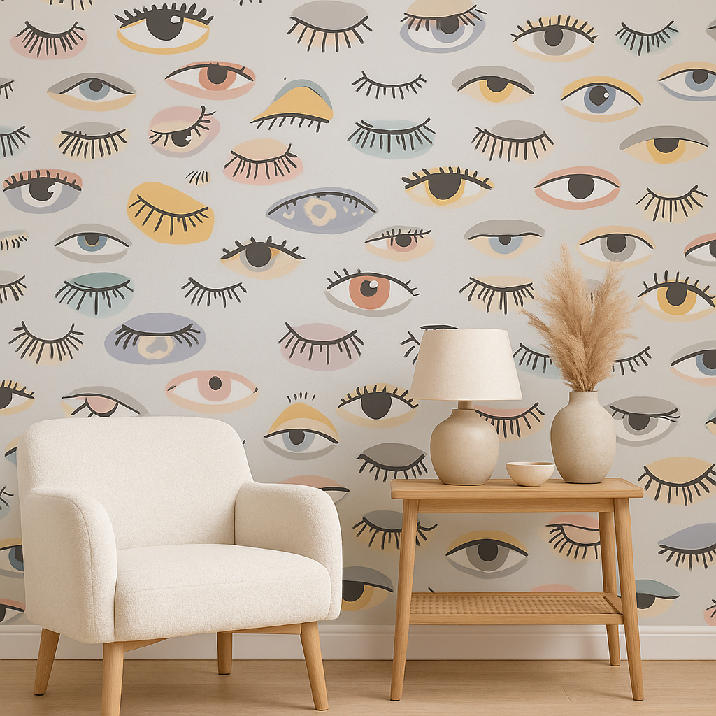 Carta da parati con motivo ripetuto "Occhi che sanno ascoltare"