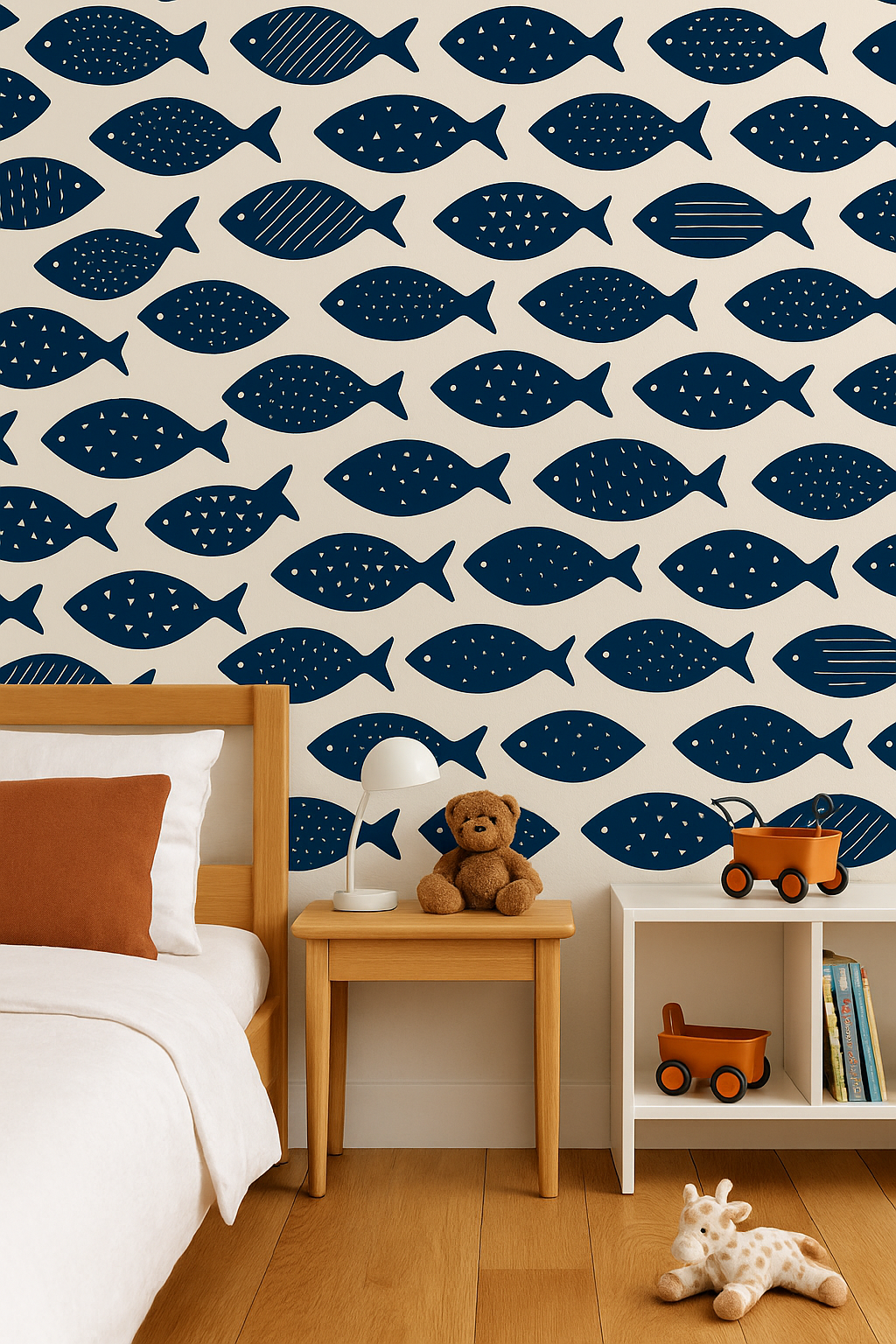 Carta da Parati con Motivo Ripetuto "Silenzio Blu in Movimento"