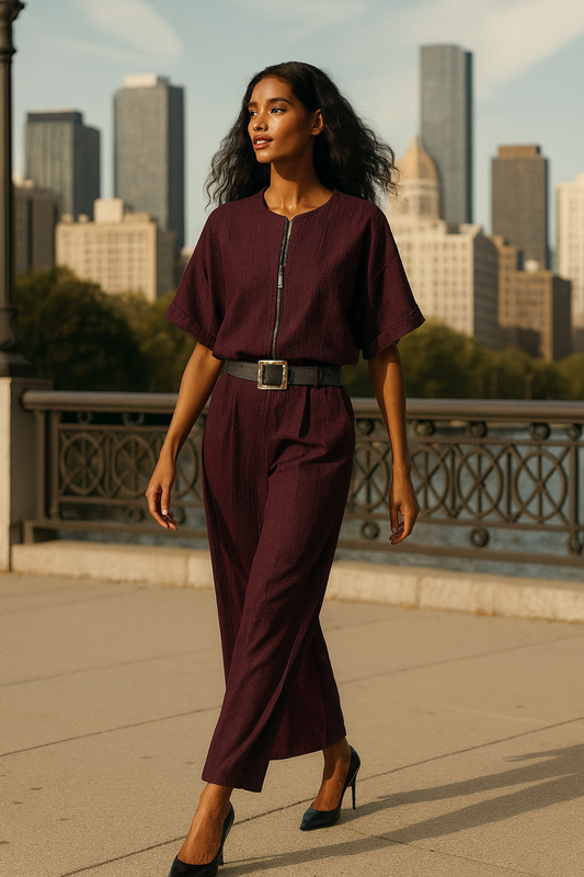 Completo con pantaloni e cintura a palloncino