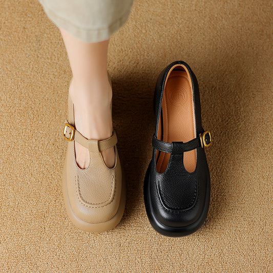 Scarpe in pelle con plateau in stile britannico