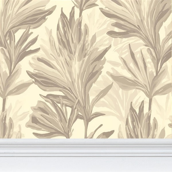 Carta da Parati con Motivo Ripetuto "Sussurri di Foglie Chiare"