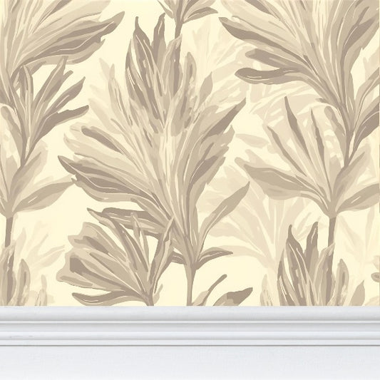 Carta da Parati con Motivo Ripetuto "Sussurri di Foglie Chiare"