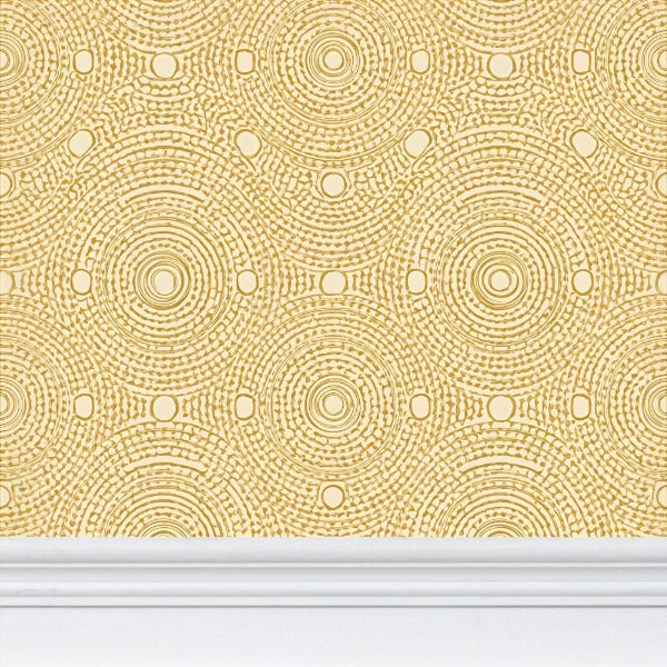 Carta da Parati con Motivo Ripetuto "Cerchi di Luce Dorata"