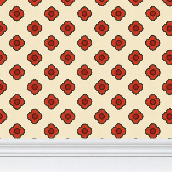 Carta da Parati con Motivo Ripetuto "Rosette Pop d’Époque"