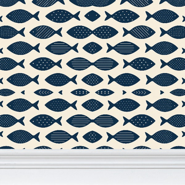 Carta da Parati con Motivo Ripetuto "Silenzio Blu in Movimento"