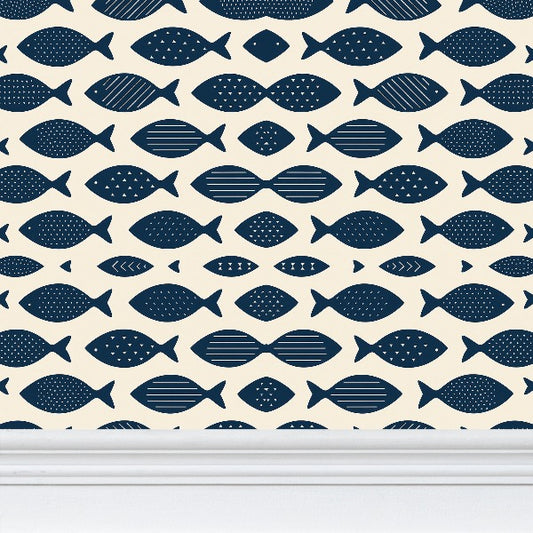 Carta da Parati con Motivo Ripetuto "Silenzio Blu in Movimento"