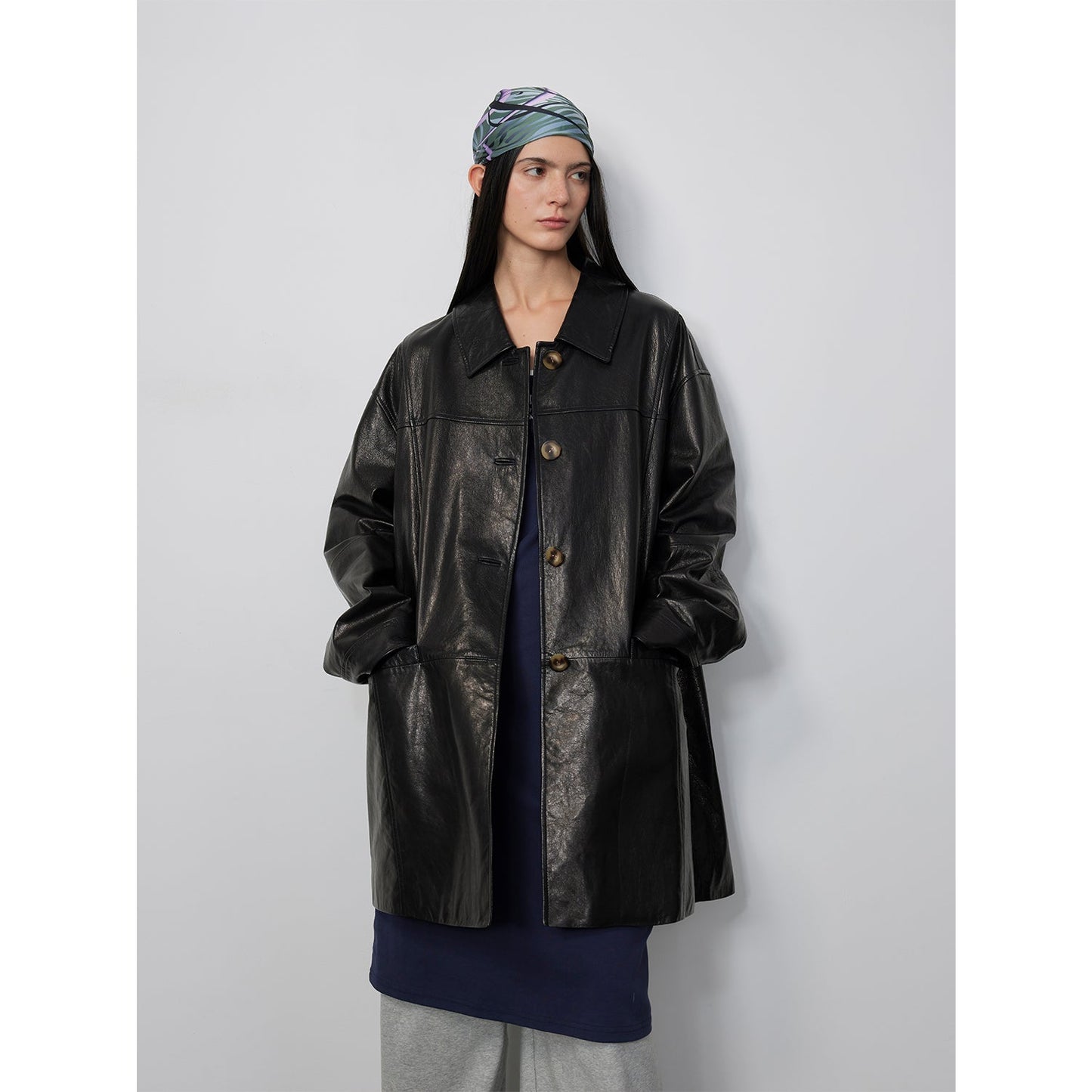 Giacca in pelle con revers casual retrò in edizione limitata Notting Hill Diary