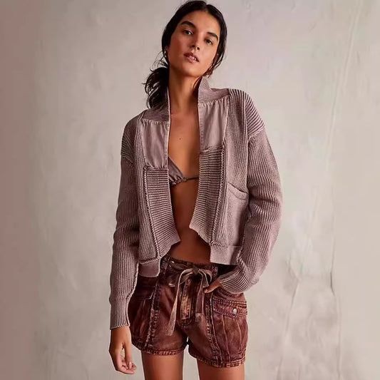 Cardigan corto asimmetrico in lana