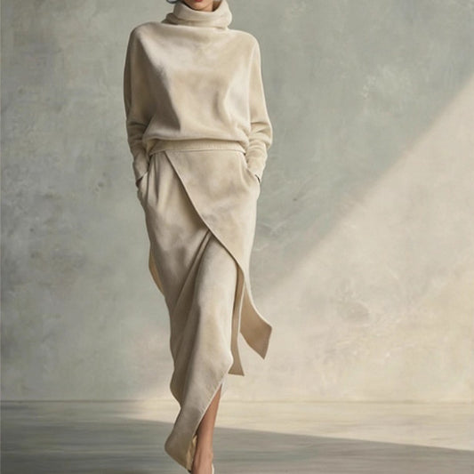 Abito elegante in pelle scamosciata