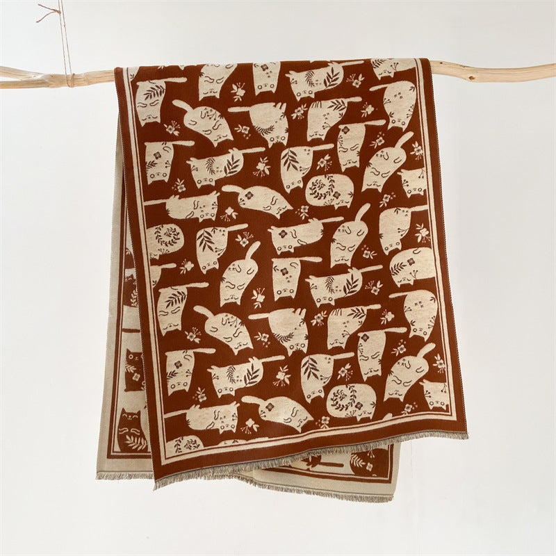 Sciarpa con motivo a gatto in stile coreano