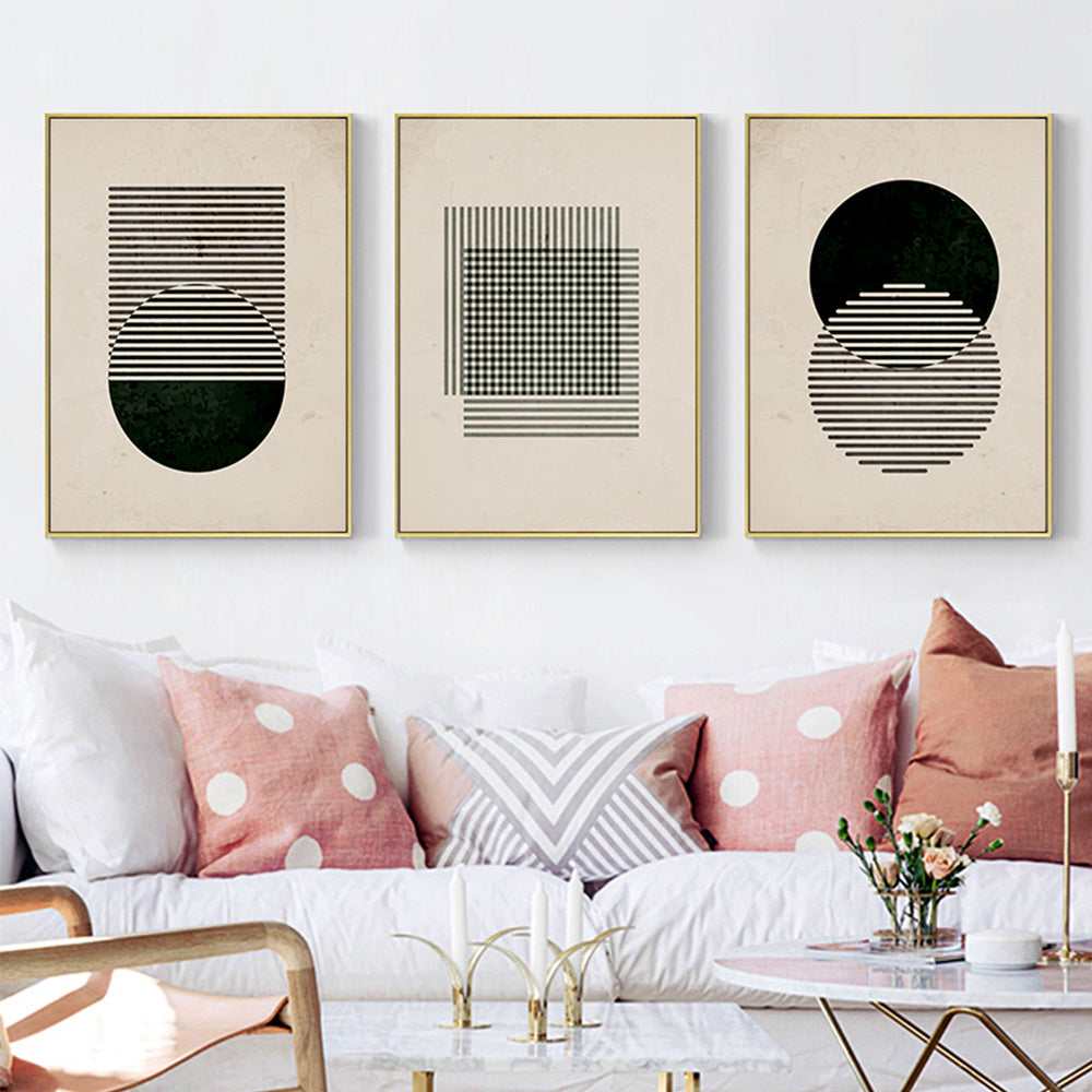 Poster vintage nero astratto, dipinto su tela