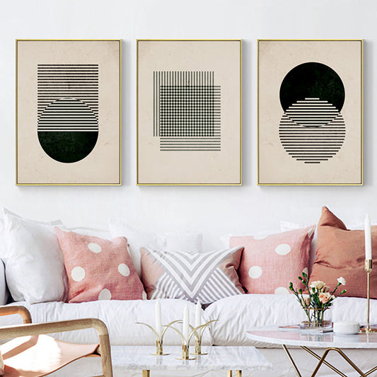 Poster vintage nero astratto, dipinto su tela