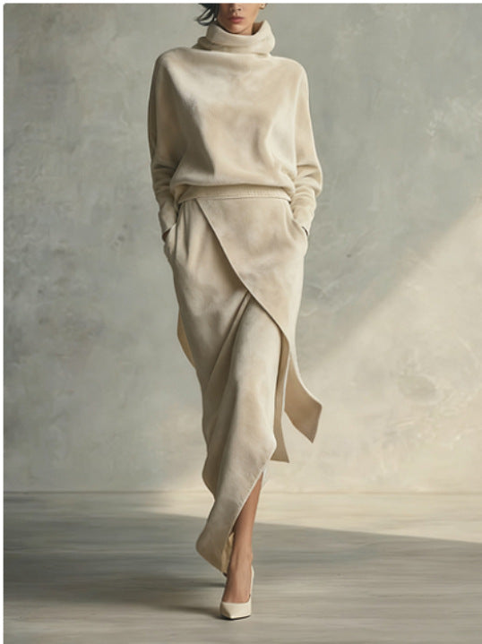 Abito elegante in pelle scamosciata