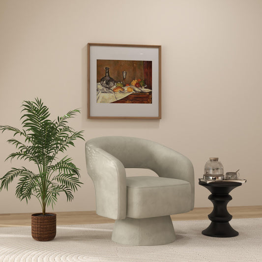 Moderna poltrona girevole in velluto a botte – Poltrona girevole a 360° con braccioli rotondi