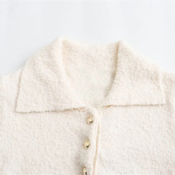 Maglione elegante con risvolto e maniche a gomito