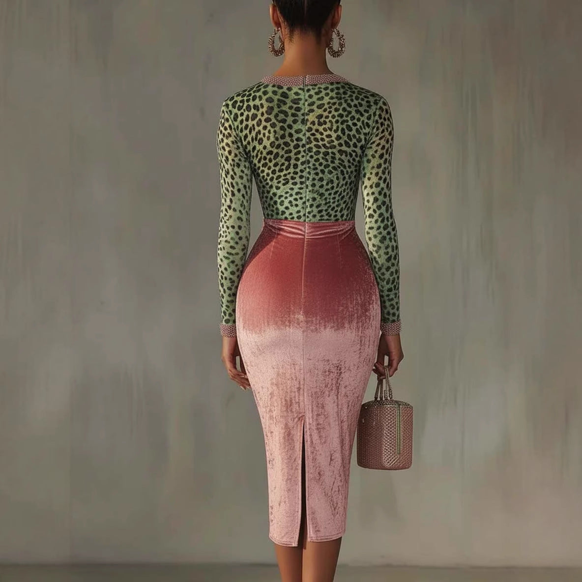 Gonna a sirena a vita alta in velluto lucido ed elasticizzato