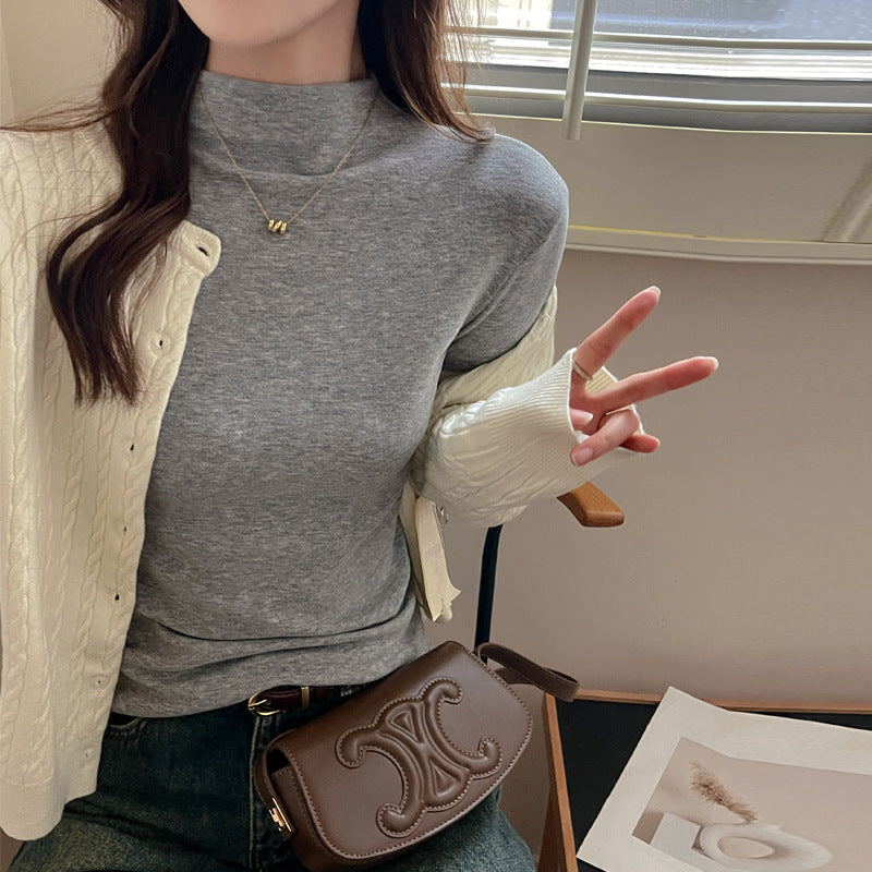 Maglietta a maniche lunghe con collo semi-alto