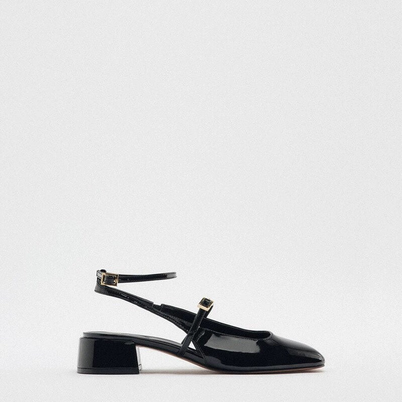 Scarpe con tacco a blocco e punta tonda in PU