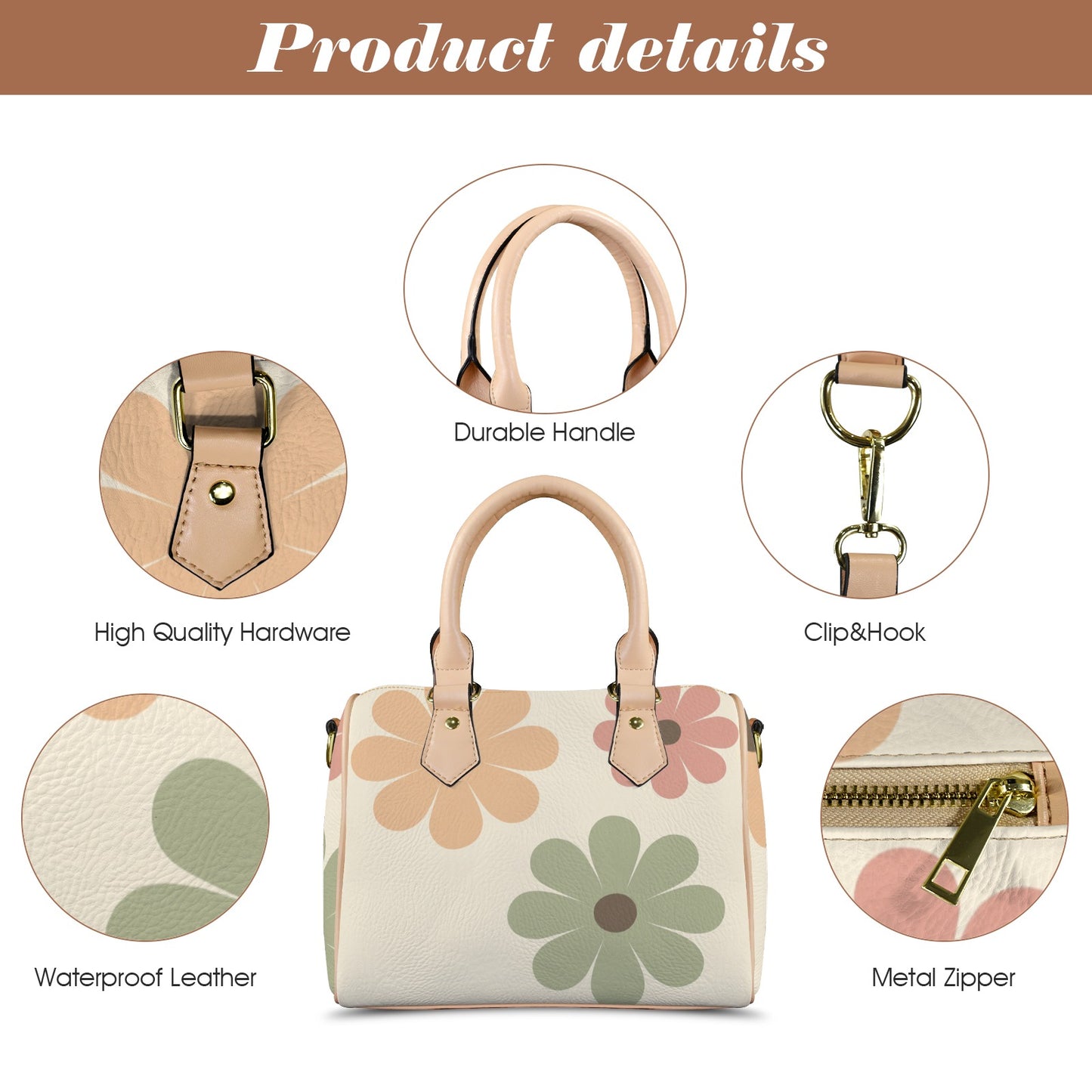 Borsa con manico "Margherite Pastello"