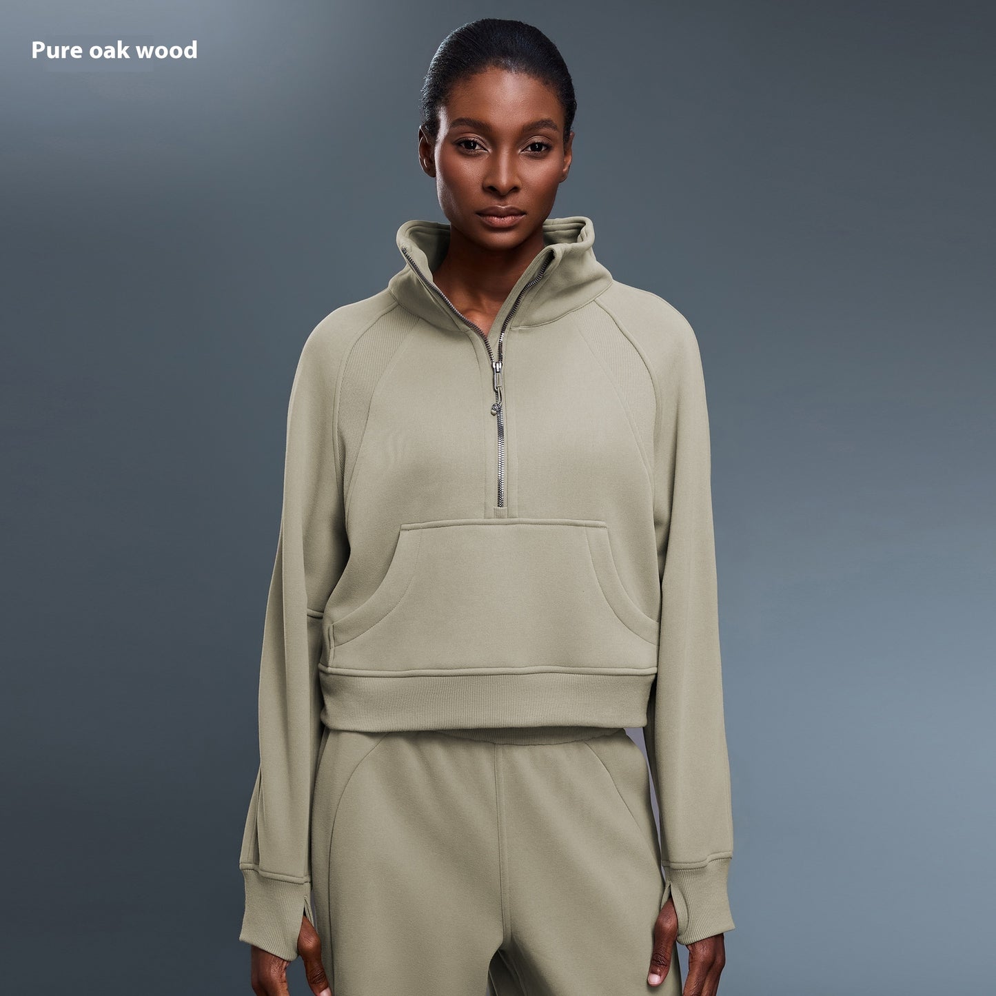 Maglione sportivo da donna con collo alto e giacca pullover