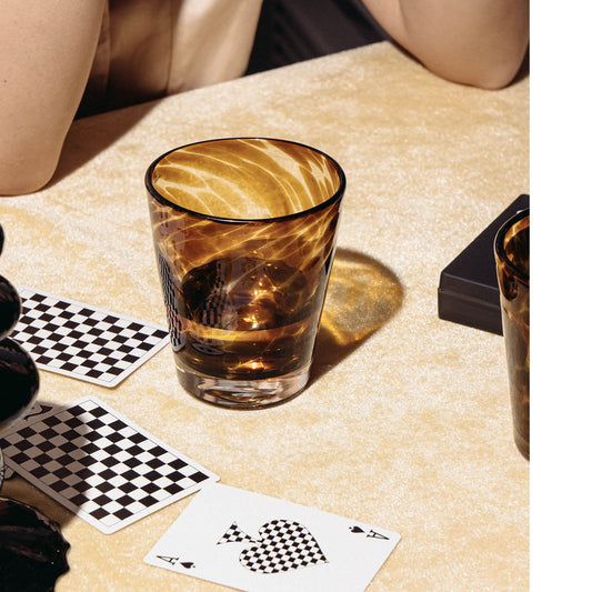 Bicchiere d'acqua in cristallo leopardato vintage hipster