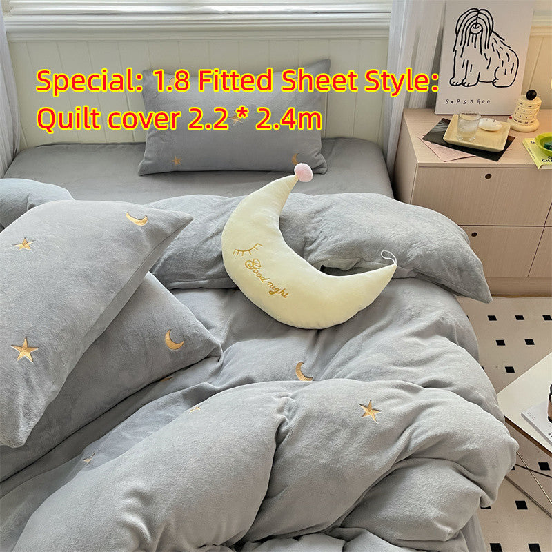 Set di quattro pezzi in velluto corallo double face