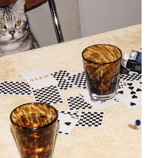 Bicchiere d'acqua in cristallo leopardato vintage hipster