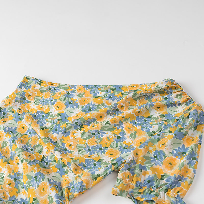 Abito A-line stampato senza spalline con una manica a 3/4