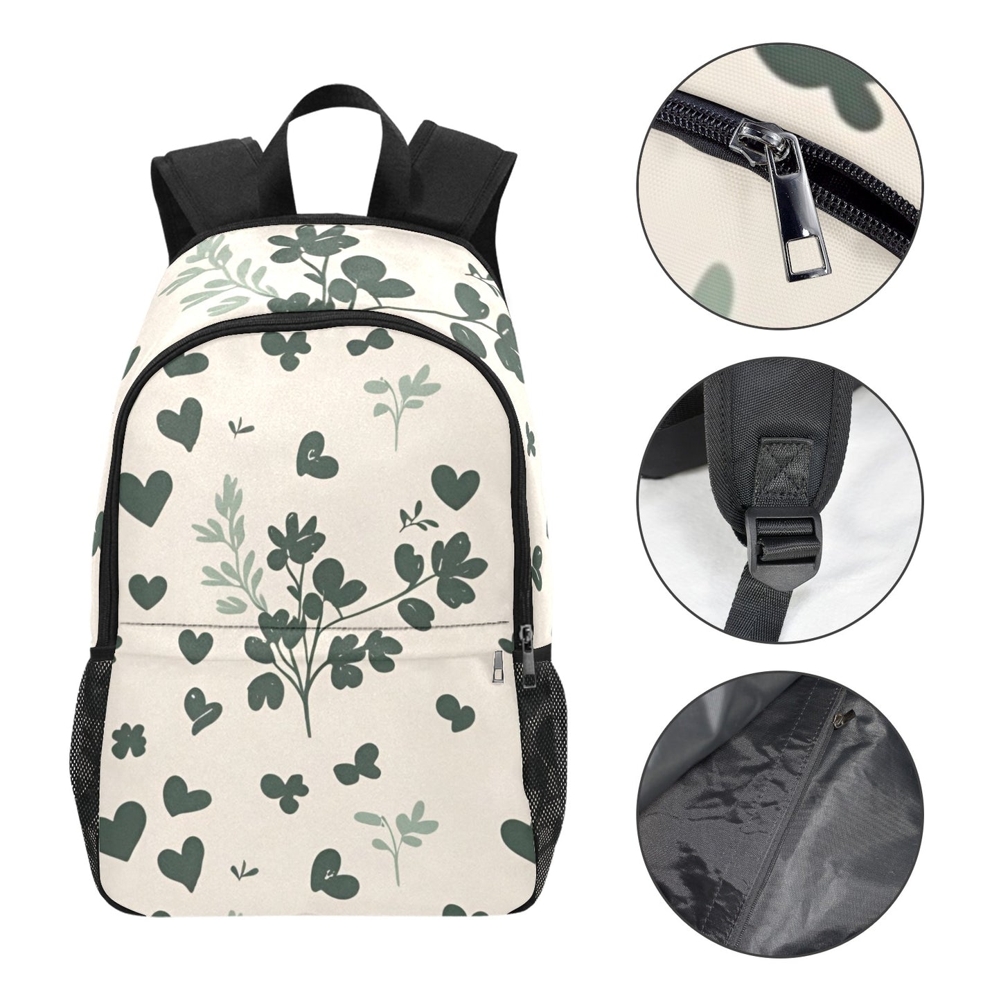 Zaino casual unisex con stampa integrale e tasche laterali in rete