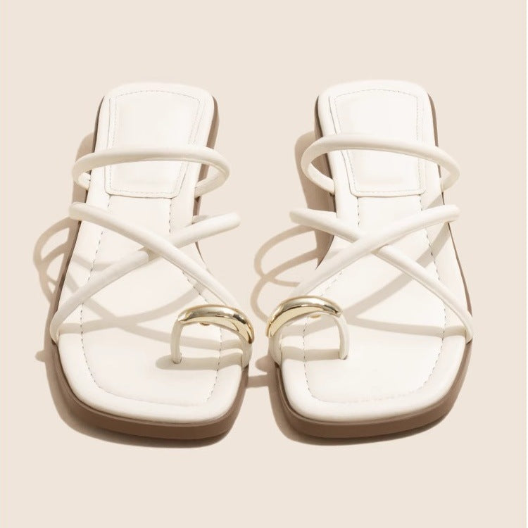 Ciabatte casual a punta tonda in microfibra con suola in gomma