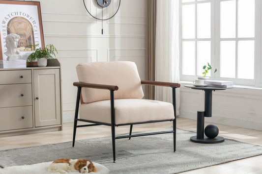 Poltrona moderna di metà secolo, poltrona in tessuto di lino con cuscino imbottito