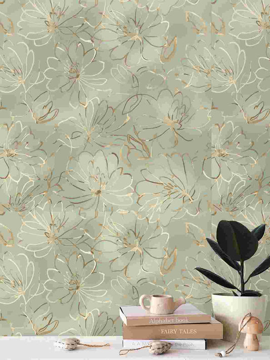 Carta da Parati "Sussurri Dorati nel Giardino di Seta"