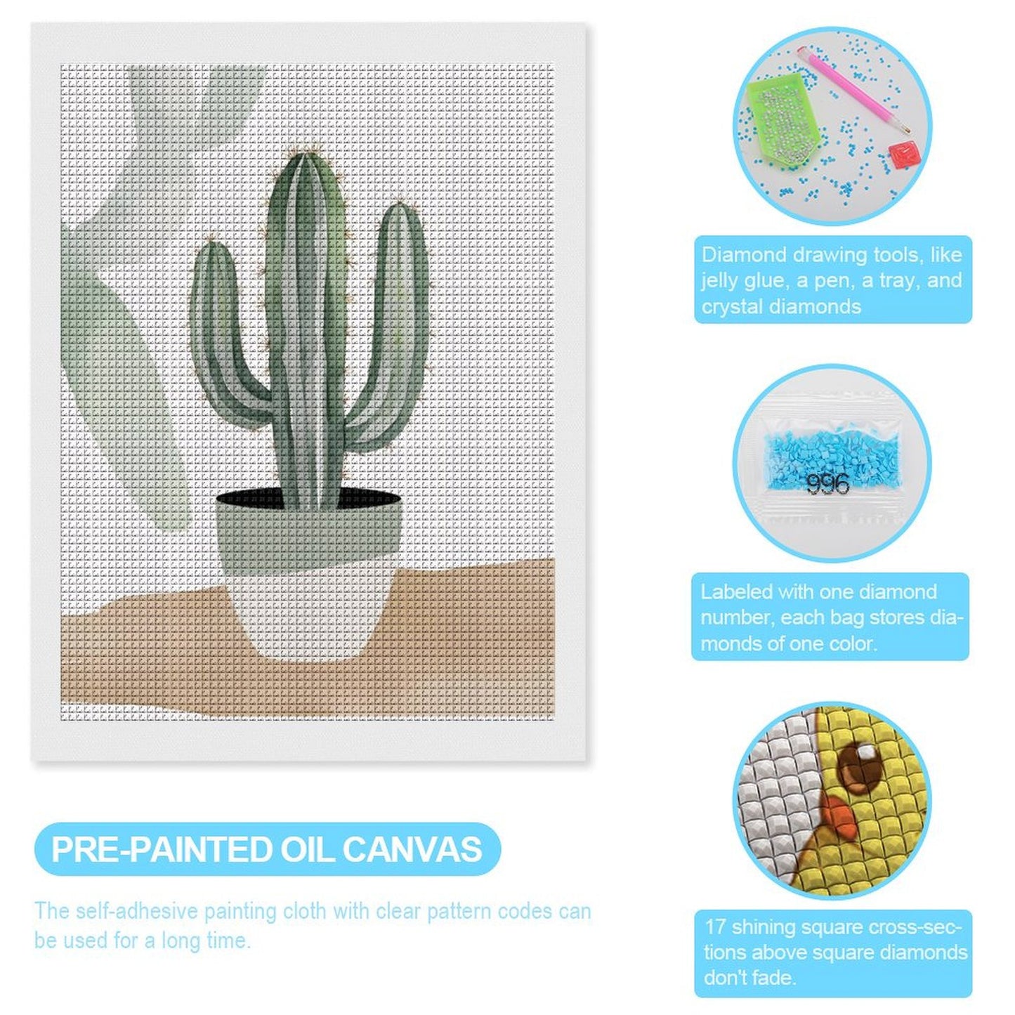 Dipinto a Diamante su tela "Cactus"